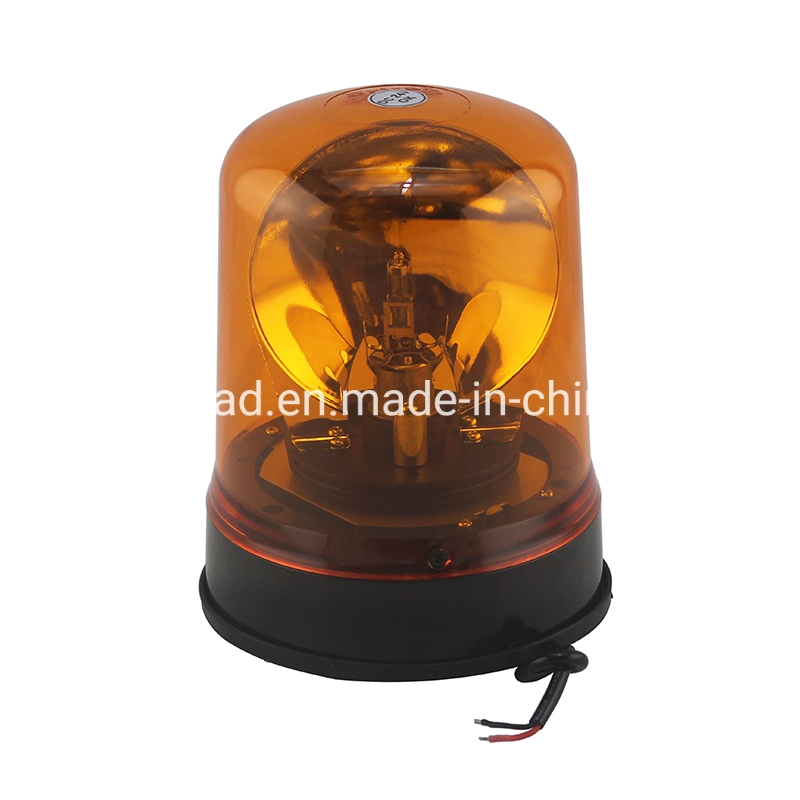 Top Lead DC12-24V Amber LED Road Safety Flashing Beacon Light, PC Lens Rubber Base Warning Emergency Strobe Rotating Beacon
