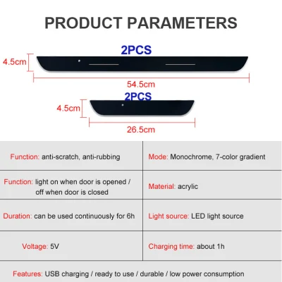4PZ. Luce di benvenuto a LED wireless pedana porta universale Lampada USB acrilico ricarica RGB Custom Logo Streamer Dynamic Light Per auto