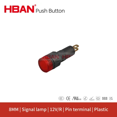 Produttore Cinese plastica 12V rosso pannello di controllo luce di segnale LED Indicatore 8 mm