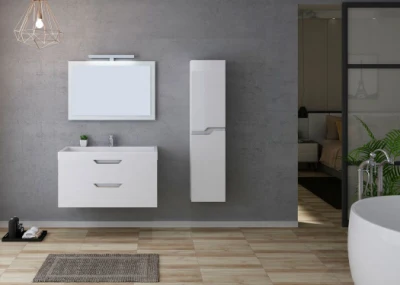 Armadio per bagno bianco parete Hung Set di mobili da bagno da 100 cm con Un lavabo