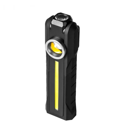 Lampada da lavoro COB ricaricabile LED portatile all&prime;ingrosso per esterni con base Magnete per gancio di aggancio per ispezione auto 5 modalità lampeggiante Luce spot lampeggiante