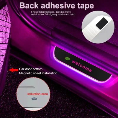 4PZ. Luce di benvenuto a LED wireless pedana porta universale Lampada USB acrilico ricarica RGB Custom Logo Streamer Dynamic Light Per auto