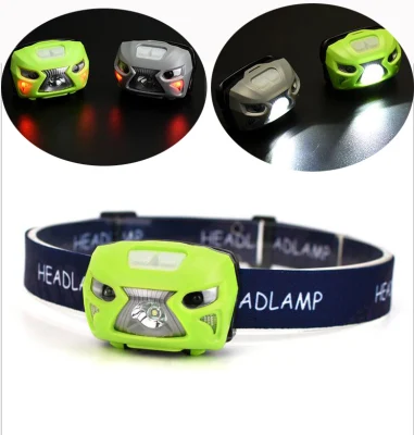  Lampada da testa ricaricabile XPE all&prime;ingrosso con luce rossa regolabile Sensore Faro torcia frontale Faro portatile di emergenza Faro a LED