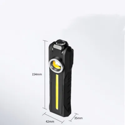 Lampada da lavoro COB ricaricabile LED portatile all&prime;ingrosso per esterni con base Magnete per gancio di aggancio per ispezione auto 5 modalità lampeggiante Luce spot lampeggiante