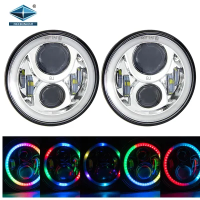  Faro a LED rotondo da 7 pollici per Jeep Wrangler Off Road FARI anabbaglianti abbaglianti 4X4 angolo degli Halo occhi blu Faro DRL