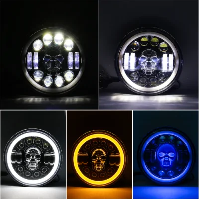Lampada frontale rotonda LED da 7 pollici con vendita a caldo 4X4 Accessori Con Amber Angel Eyes DRL per Jeep Wrangler Harley
