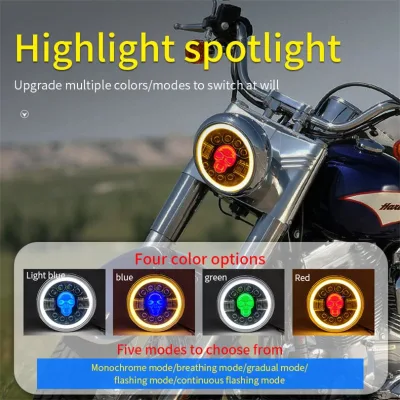 Lampada frontale rotonda LED da 7 pollici con vendita a caldo 4X4 Accessori Con Amber Angel Eyes DRL per Jeep Wrangler Harley