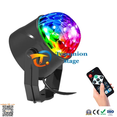 Telecomando Mini LED laser spot laser al quarzo rotante colorato Lampada da palco con flash esplosivo