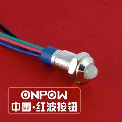Spia di segnalazione Onpow da 8 mm con LED RGB/cavo di ingresso/impermeabile IP67 (GQ8G-D-Y-41RGB)