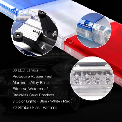 Barra luminosa stroboscopica lampeggiante LED Haibang rosso blu ambra