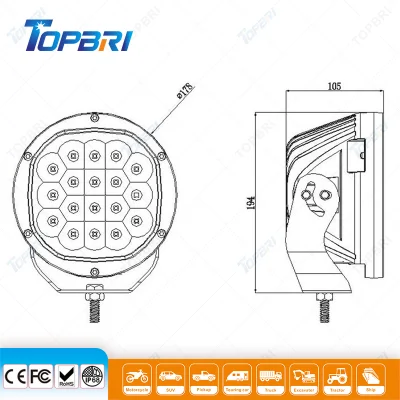 Faro a LED rotondo da 7&quot;, 90 W con fascio combinato e EMC