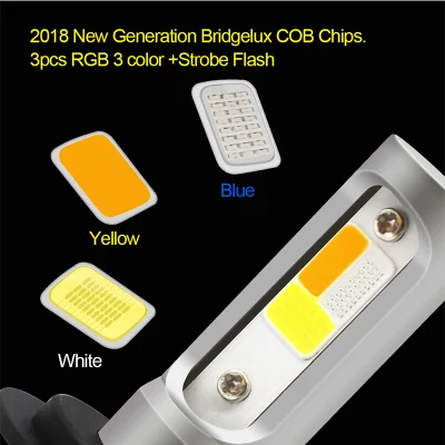 Car Tricolore 3 LED colore Fari H1 H4 H7 H11 HB3 HB4 72W 7200lm 3000K 6000K 8000K Faro a LED Tricolore