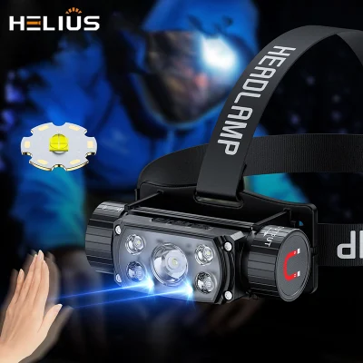  XHP50+2*XPG+2*luce rossa 1200 lumen potente luce a LED di tipo C con rilevamento dell&prime;onda
