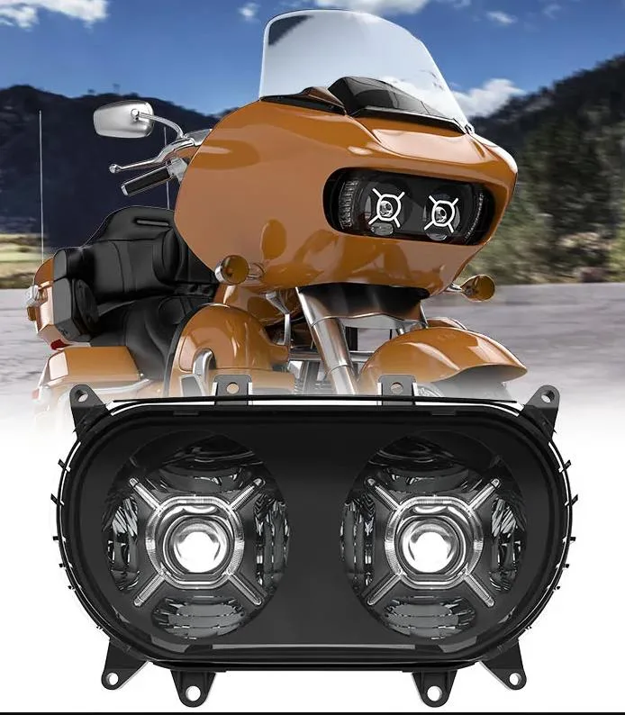 2015+ Road Glide Headlights for Harley Road Glide Double Headlight 2015-2020 Road Glide Headlamp DOT SAE Approved