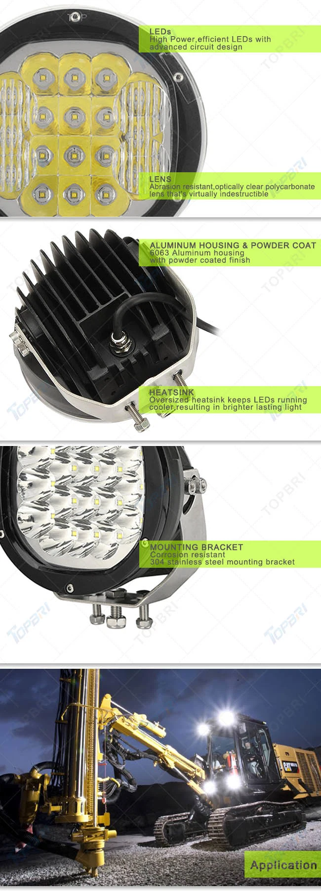 Round 7inch 90W Spot/Combo Beam LED Headlight with EMC