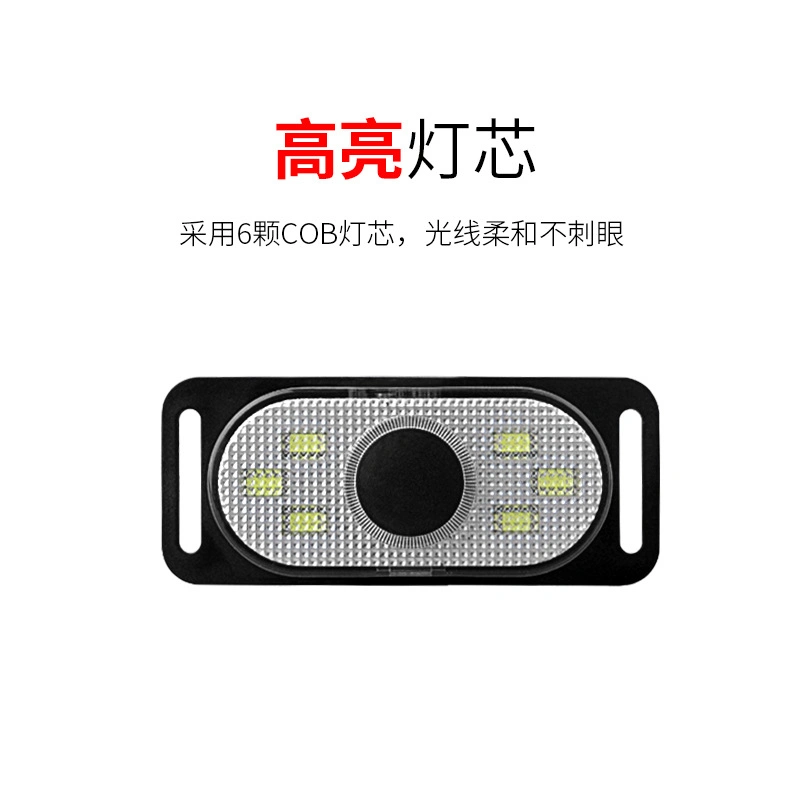 LED Headlight with Built-in Battery, USB Charging Clip Cap Light with Red Warning Light