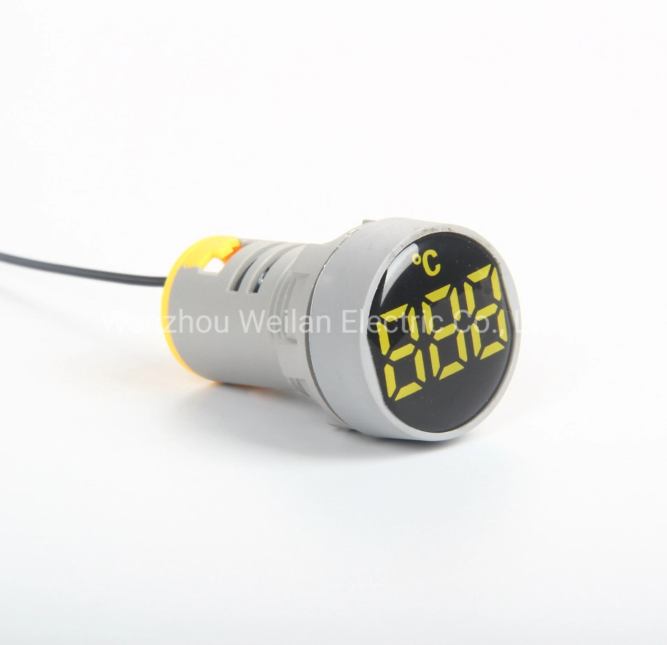 22mm Panel Installation LED Indicator Light Digital Display Cylindrical Thermometer