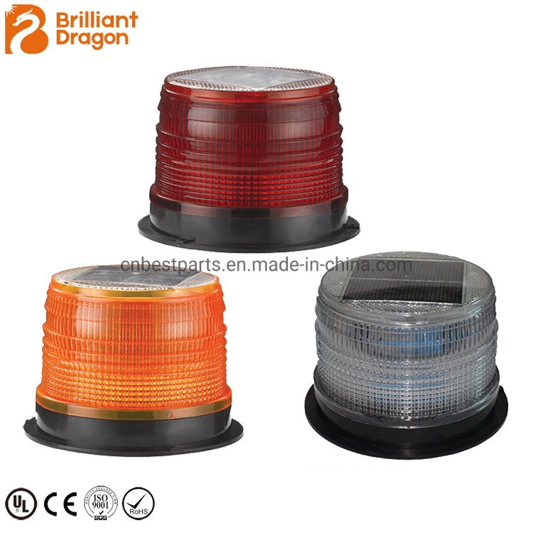 Bright Rotating Flashing Road Safety Caution Lamp Solar Powered LED Warning Traffic Signal Strobe Beacon Flare Strong Magnet LED Warning Stroboscopic Light