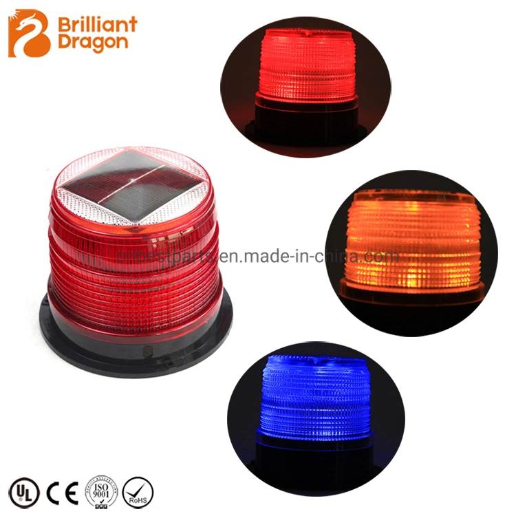 Bright Rotating Flashing Road Safety Caution Lamp Solar Powered LED Warning Traffic Signal Strobe Beacon Flare Strong Magnet LED Warning Stroboscopic Light