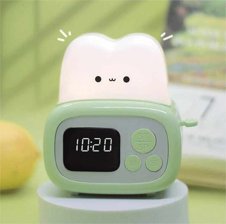 Simple Operation Cute Time Toaster Alarm Clock Multifunctional Night Light