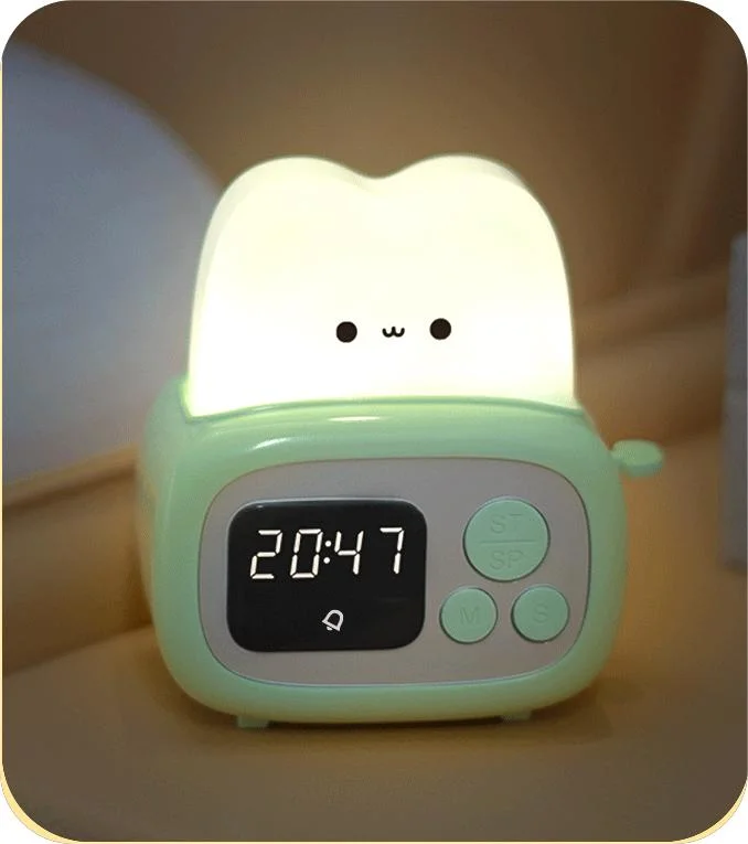 Simple Operation Cute Time Toaster Alarm Clock Multifunctional Night Light