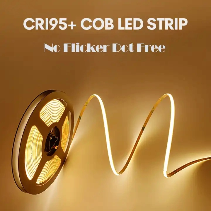 3mm 5mm 8mm 10mm Flexible LED COB Strip 12V 24V Fob LED Tape Light Bar CRI 90 Ice Blue Red Green Yellow Warm Cold White Color