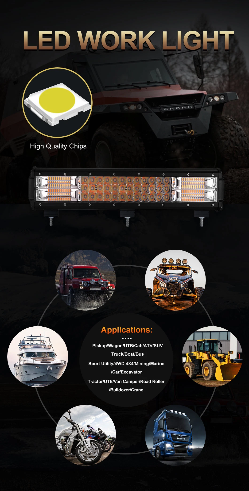 5%off Brightest Amber White Color Changing 12inch 252W 12V 4X4 off Road ATV Trucks LED Light Bar