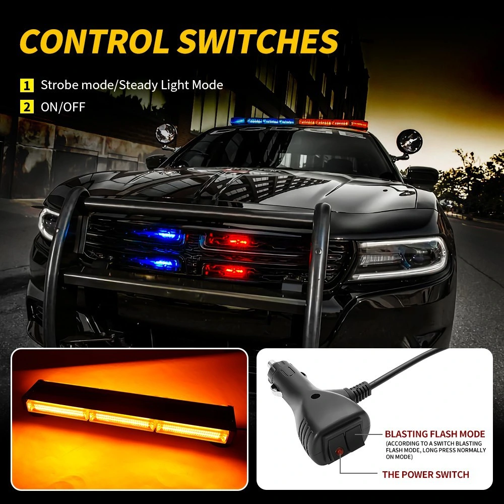 Yellow White 30 LED Strobe Light Bar Rooftop Double Side Emergency Warning