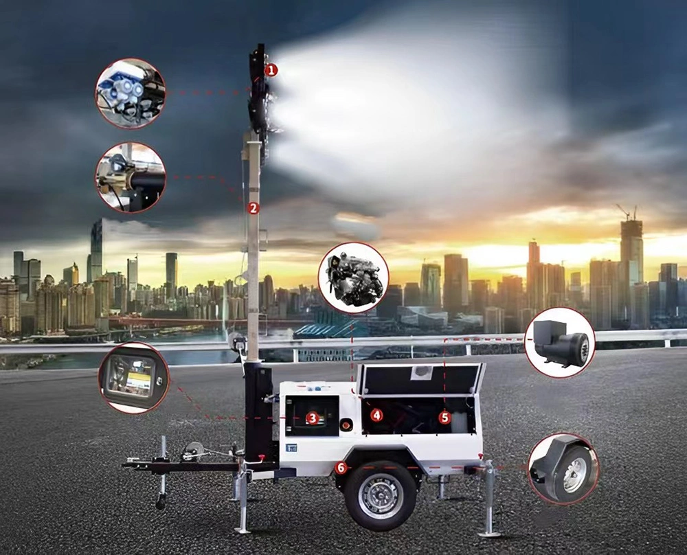 CE Dust-Proof 12X300W Energy-Efficient Tower Lighting in Construction Sites