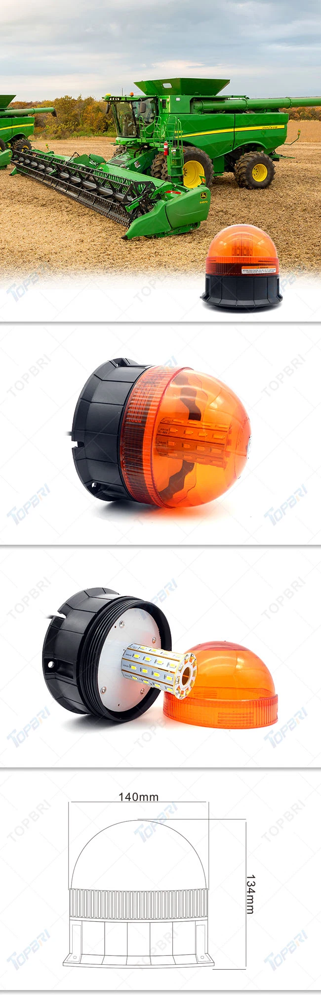 12V LED Amber Warning Lights Strobe Magnetic Beacon for Truck