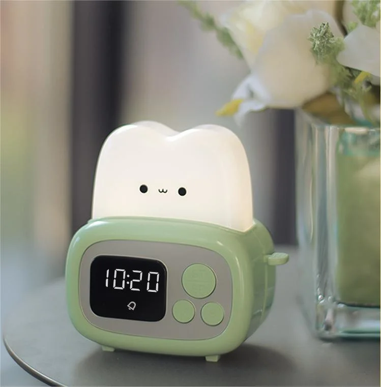 Simple Operation Cute Time Toaster Alarm Clock Multifunctional Night Light