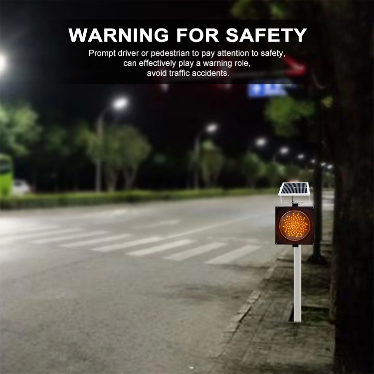 Solar LED Flashing Light Yellow Traffic Warning