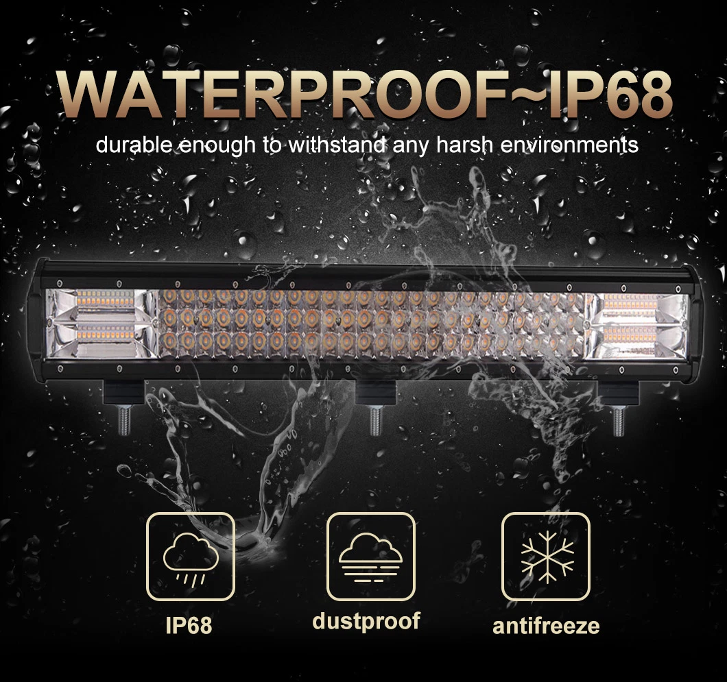 432W Super Bright Dual Color Trucks Offroad Strobe LED Light Bar Car