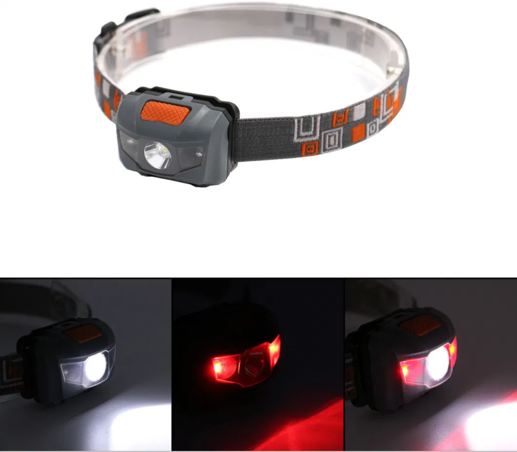 Quality Waterproof Camping COB Head Torch Lamp Adjustable Sensor Switch Headlight with 4 Modes Red Warning Flashing Battery LED Headlamp