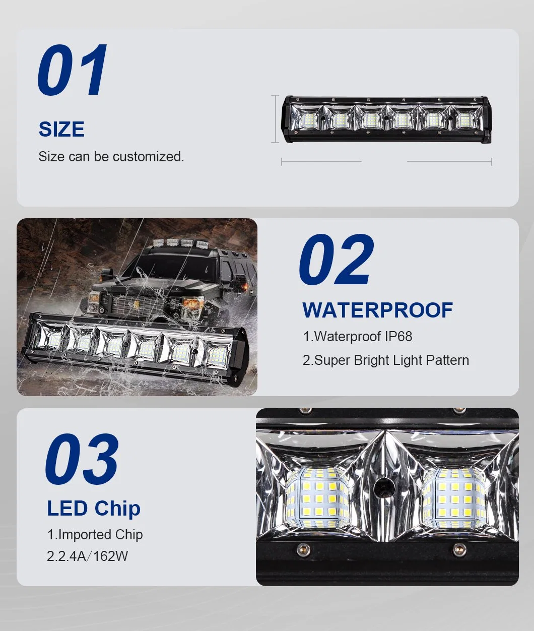 12V 24V Truck LED Light Bars Amber White Dual Color LED Light Bars