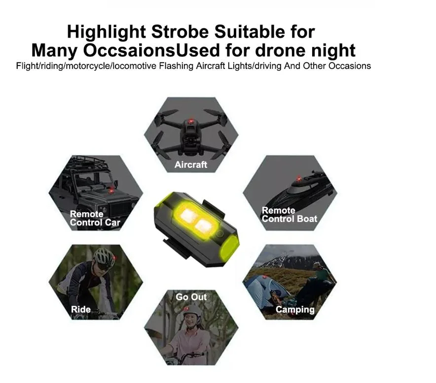 Motorcycle Warning Signal Lamp IP68 Waterproof Flashing Lights for Vehicle Drones Aircraft Uav Night Navigation Lamps