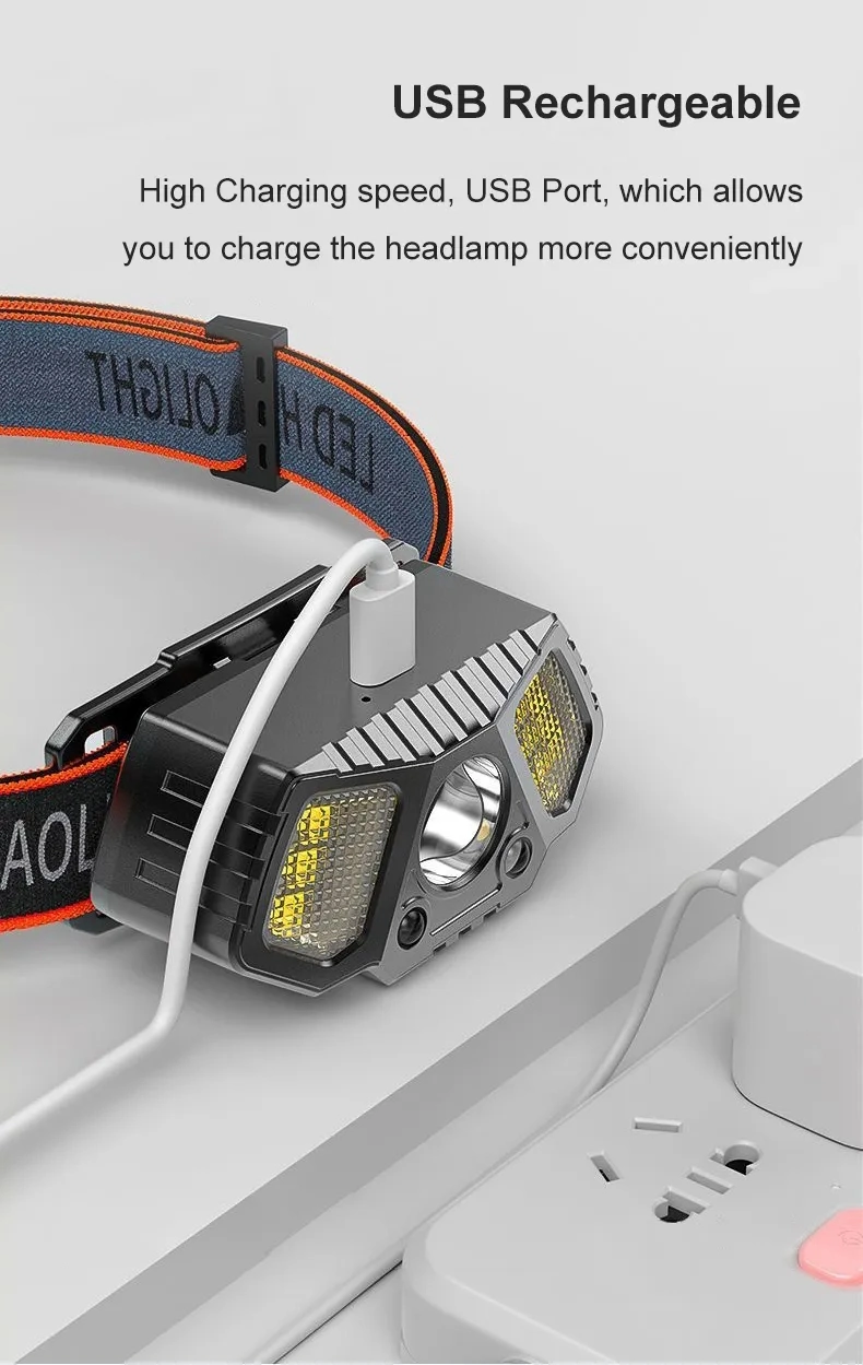5 Modes Headlamp Waterproof Running Fishing Warning Night Light with Sensor Outdoor Smart LED Headlight