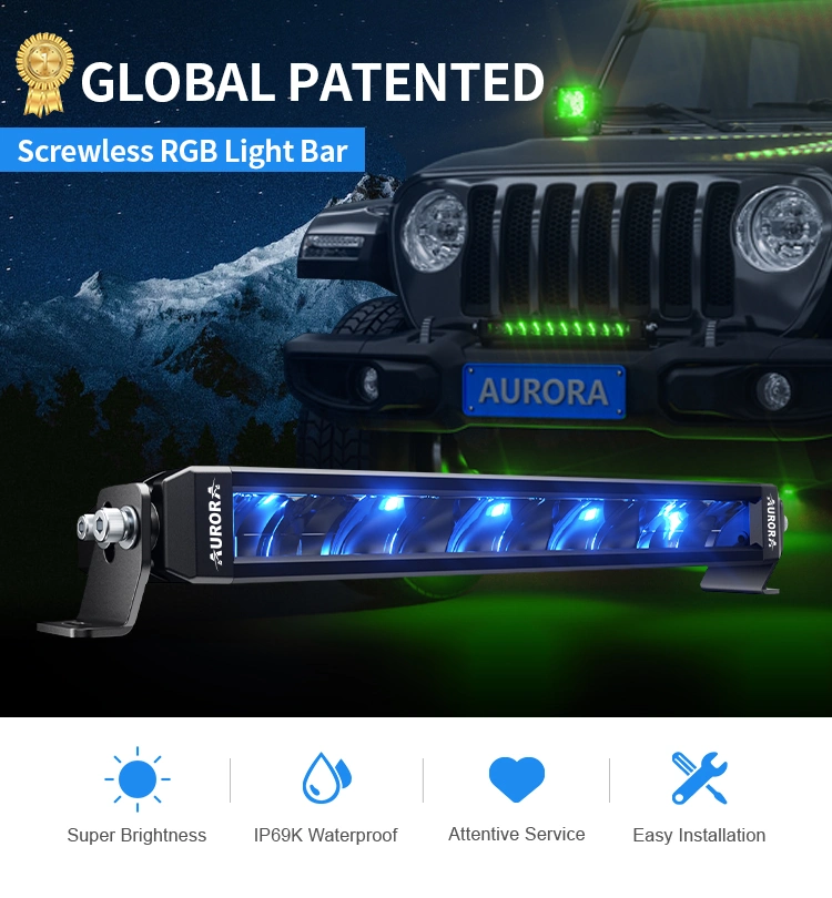 Aurora New RGB LED Light Bar Offroad IP69K LED Bar Light