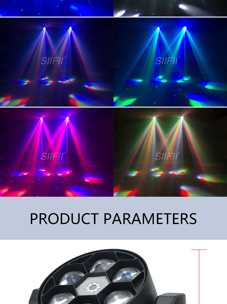 DJ Disco Stage Light 6PCS 12W RGBW LED Mini Bee Eye Rotating Beam Laser Moving Head Light