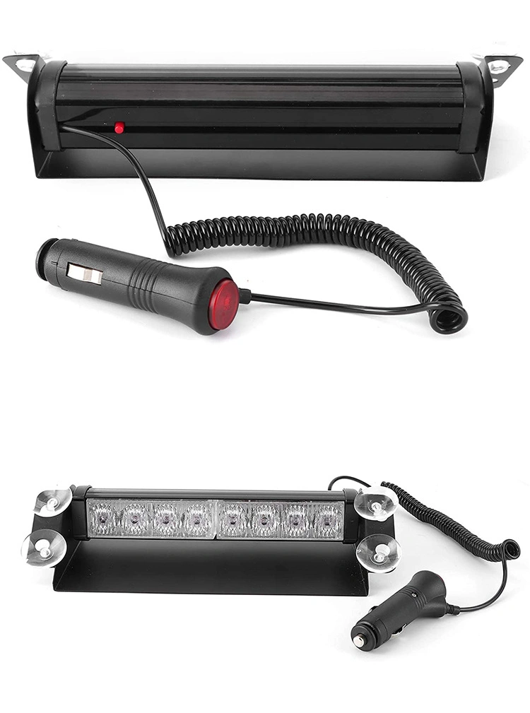 8 LED Emergency Strobe Light Bar Car Windshield Flashing Warning Lights 12V Flasher DRL Red Blue Amber 3 Flashing Modes