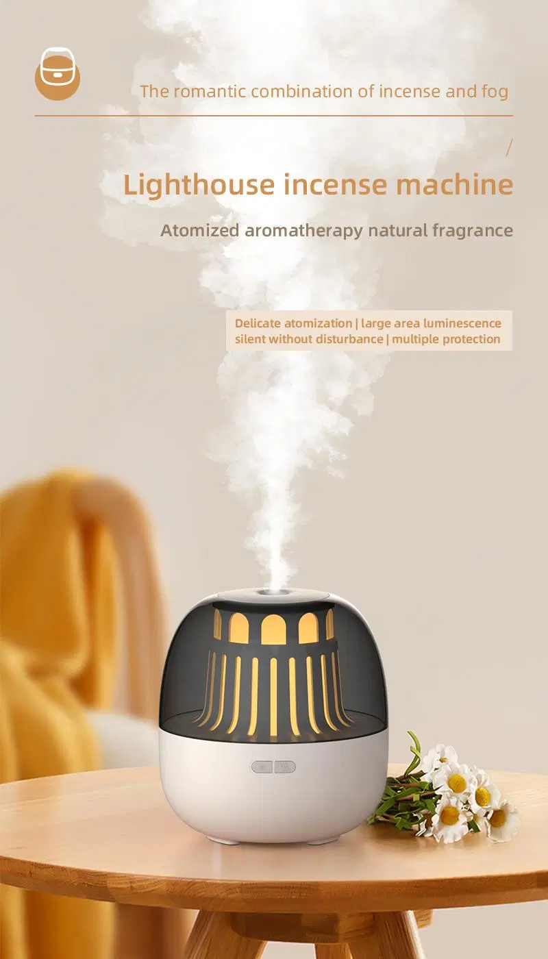 Portable Color Light Cool Mist Humidifier Lighthouse Aromatherapy Essential Oil Diffuser