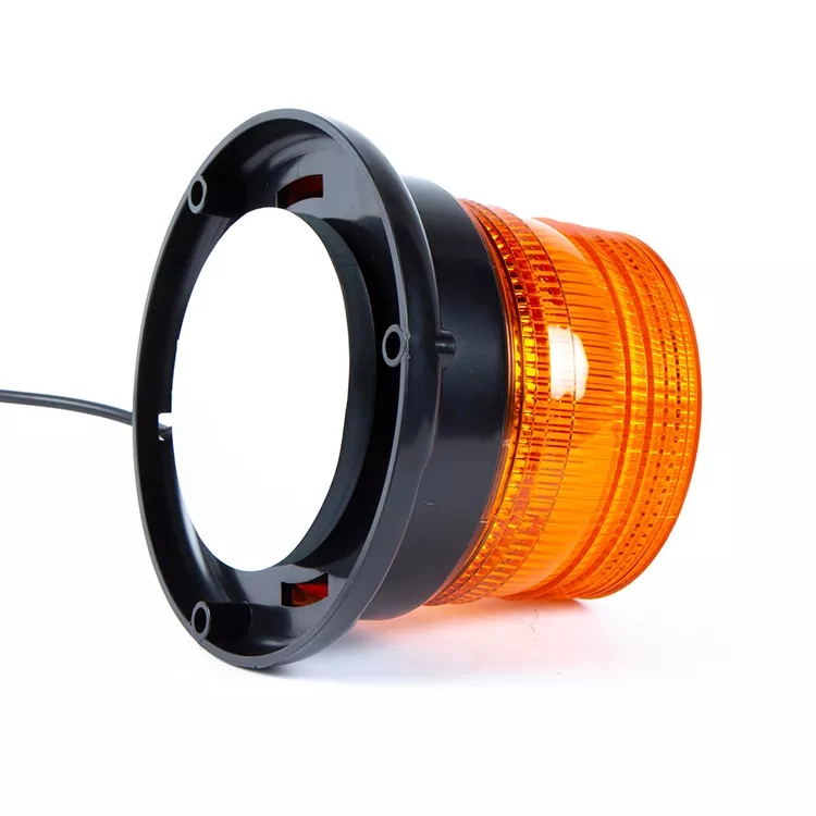 12W LED Emergency Beacon Flashing Amber Mini Revolving Warning Light 12V-24V with Magnetic Base