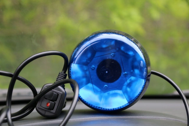 LED Warning Beacon in Blue Color with Rotating Flashing Pattern