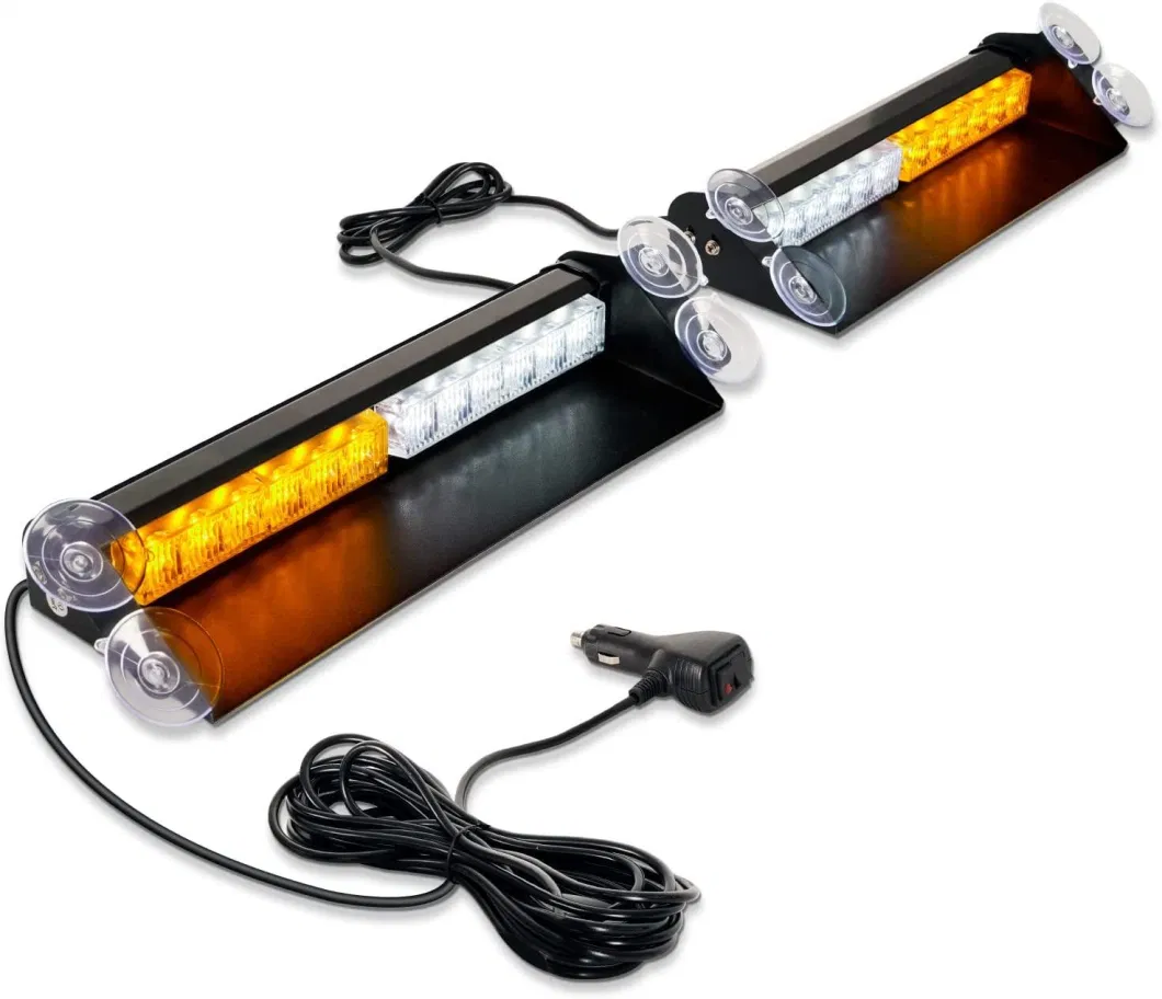 12 LED Emergency Dash Strobe Lights Amber Red Safety Warning Hazard Interior Windshield Lights Traffic Advisor Light Bar Switch