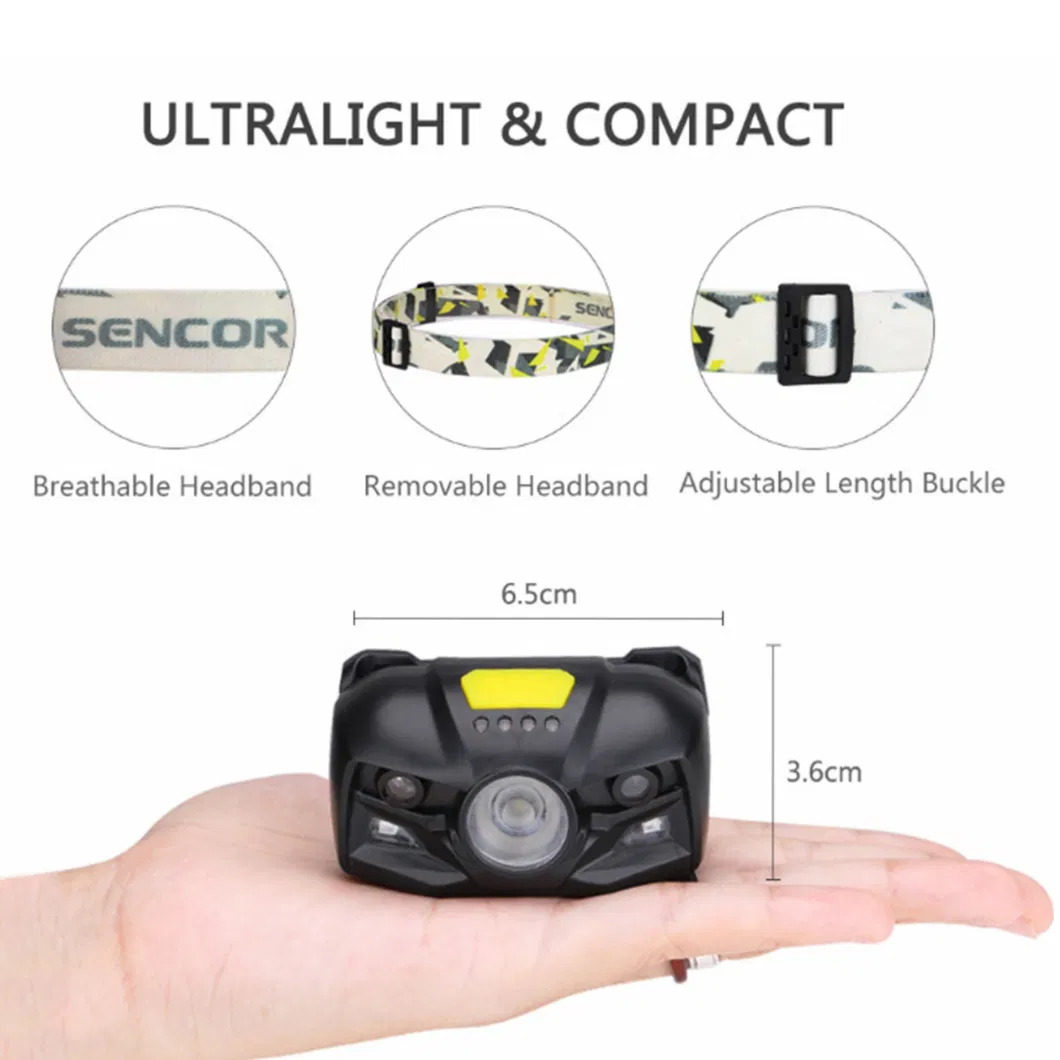 Rechargeable LED Headlamp Motion Sensor Induction Bright Industrial Head Troch Light Safety Red Light for Camping Outdoors Hiking Fishing LED Headlight