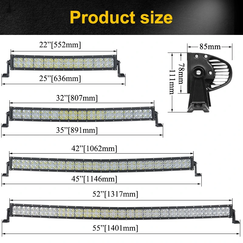 7D 42 Inch 240W Curved Offroad 4X4 LED Light Bar