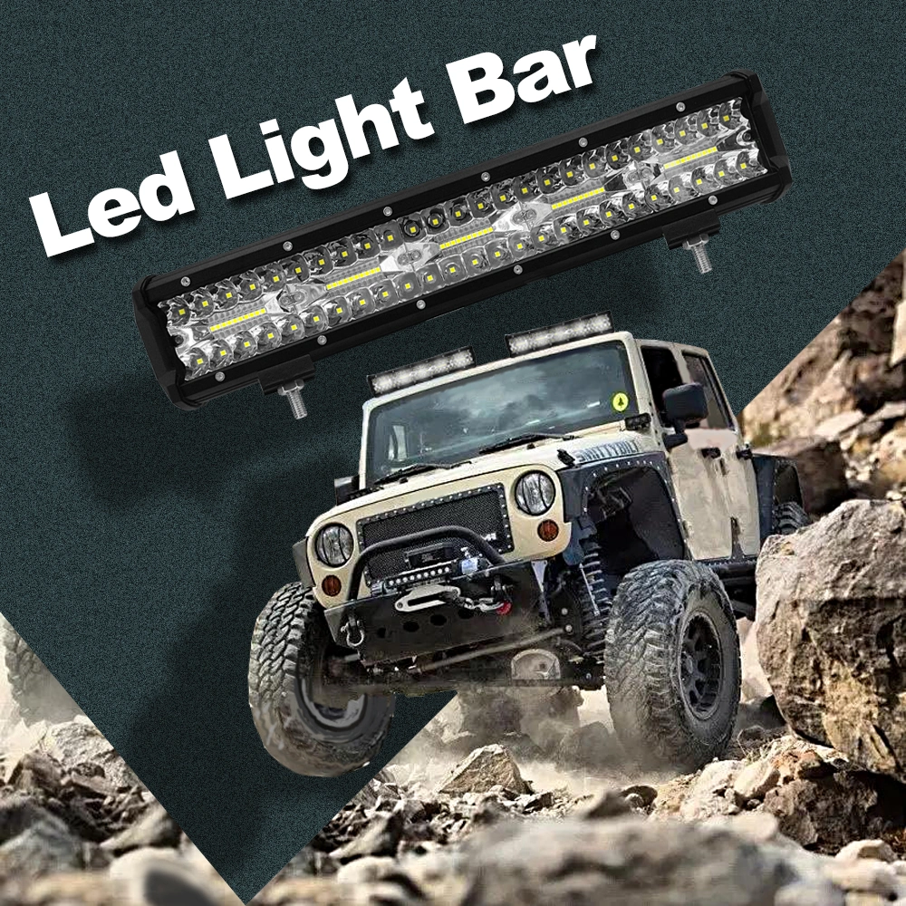 15 Inch 300W/30000lm Slim Single Rows LED Light Bar Modified off-Road Lights Roof Light Bar for SUV Jeep ATV Truck, Forklift Commercial Vehicle Offroad Boat
