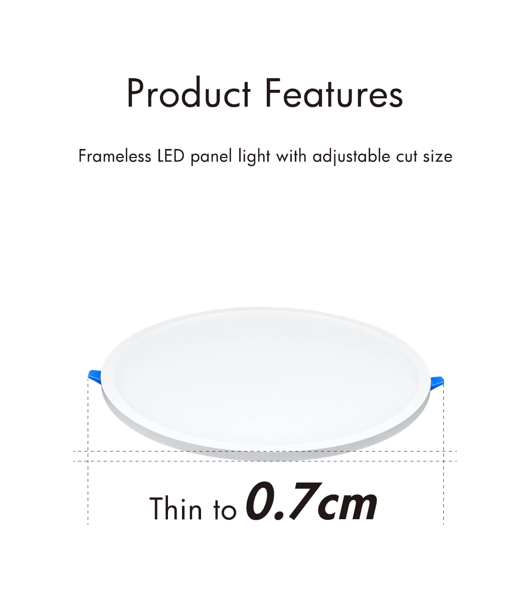 SMD2385 Round Square Ra80 White Plastic Back-Lit LED Recessed Panel Light 24W, 18W, 12W