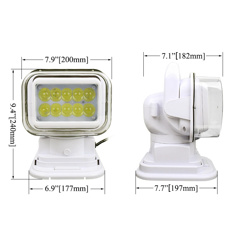 50W High Power Magnetic/Screw Remote Control Spotlight Speed Boat Marine LED Rotating Search Work Light