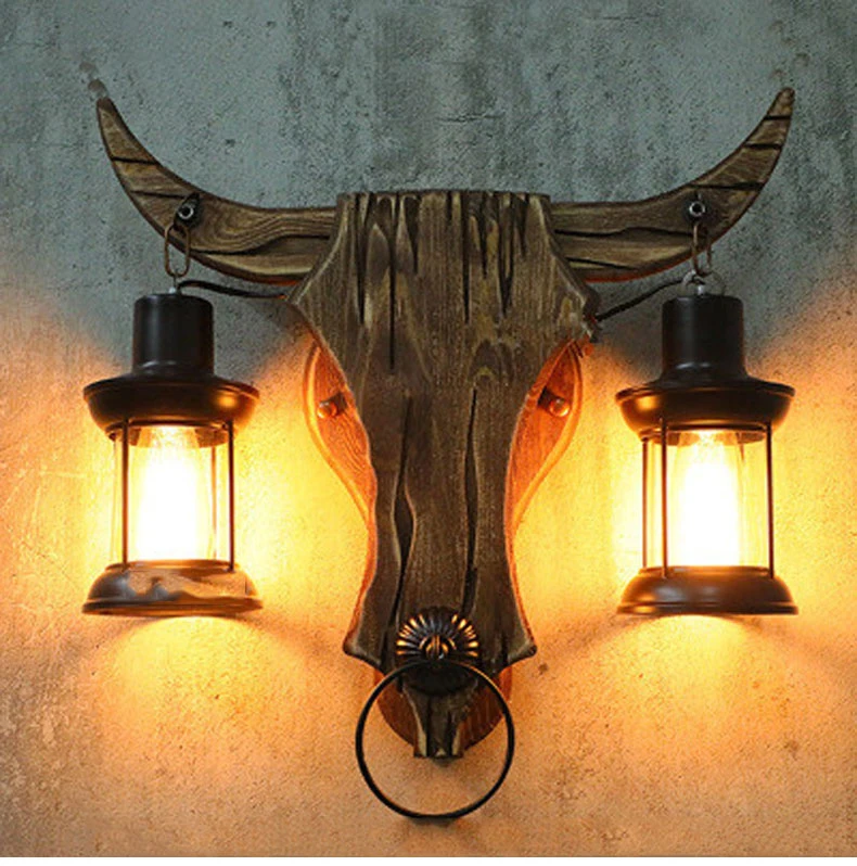 Industrial Loft Design Creative Cafe Restaurant Bar Bedside Iron Wooden LED Wall Lamp (WH-VR-21)